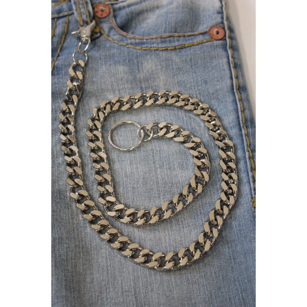 New Men Silver Wallet Chains Metal Biker Heavy Strong Long Strand Chunky Links